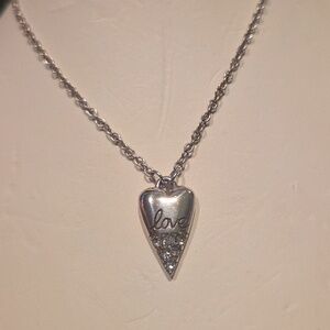 Silver Heart 'Love' Pendant Necklace - Women Jewelry